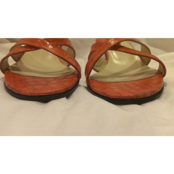 Giorgio's of Palm Beach Tangerine Orange Alligator Strappy Heels Shoes size 8 M - Picture 2 of 6